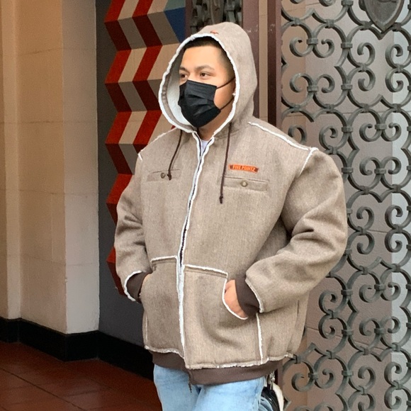 Men's Five Pointz Full Zip Hooded Sherpa Jacket - Picture 6 of 6